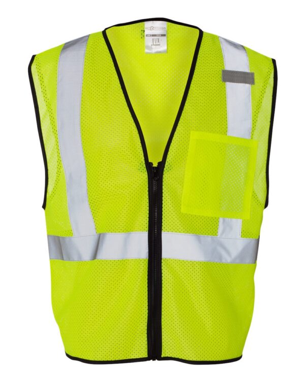 Front view of lime ML Kishigo Class 2 Economy Vest with Zipper Front 1519-1520
