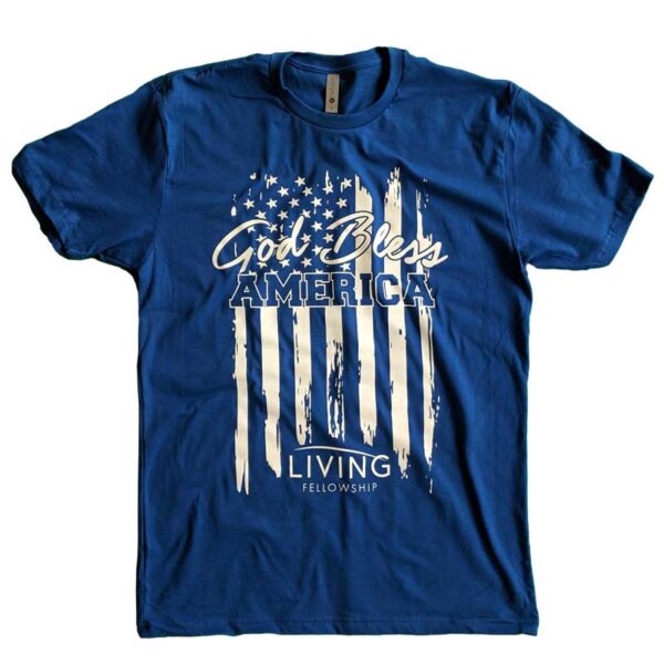 Back View of Custom Screen Printed God Bless America Short Sleeve T-Shirt